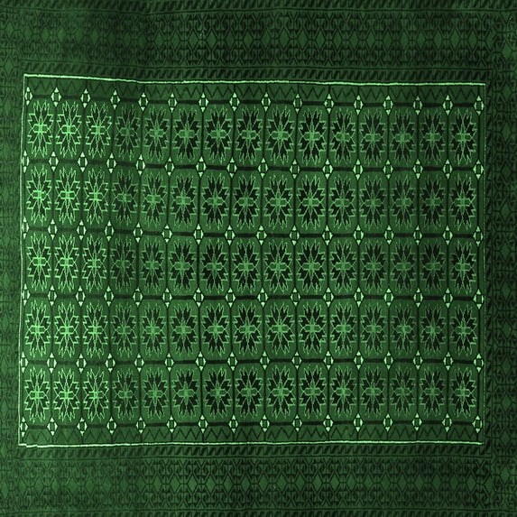 Ahgly Company Indoor Square Persian Emerald Green Traditional Area Rugs, 7' Square