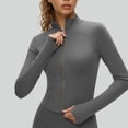 thumbnail image 3 of Women's Workout Jacket Long Sleeve Zip Up Yoga Cropped Jackets Athletic Slimming Fit Tops with Thumb Holes, 3 of 3