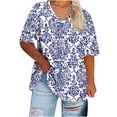 thumbnail image 2 of Women's Plus Size 4X Short Sleeve Tops Blouses Summer Casual Loose Print under $10, 2 of 4