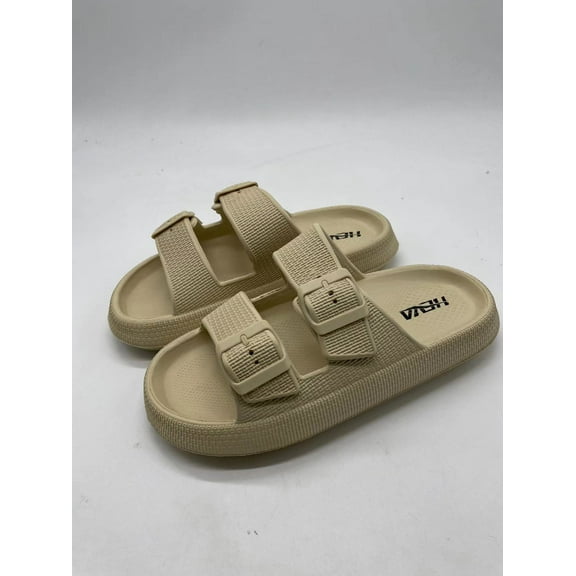 HEVA Women's Comfort Slides Double Buckle Adjustable EVA Flat Sandals