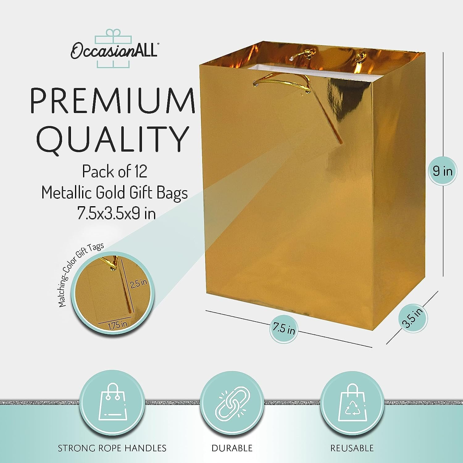 Prime Line Packaging Extra Small Metallic Gold Paper Gift Bags with  Handles, Inches - QFC