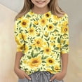 thumbnail image 2 of Cute Summer Tops for Girls Size 6-7 Soft Casual 3/4 Sleeve Crew Neck Girls Tops Funny Daisy Printed Tees Girls Fashion Tee Tops Multicolor 11-12 Years, 2 of 6