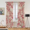 thumbnail image 2 of Peaches Branches Kitchen Curtains Window Panels, Farmhouse Spring Botanical Pink Flowers Insulated Window Treatment Curtain, Grommet Curtains for Bedroom/Living Room/Bathroom, 2 Piece 42"Wx84"L, 2 of 8