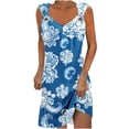 thumbnail image 2 of Viikei Womens Summer Dresses with Sleeves,Women's Casual Versatile Printed V Neck Casual Sleeveless Suspender Dress Blue XXL, 2 of 5