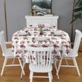 thumbnail image 2 of Red Christmas Car and Flower Pattern Round Tablecloth 60"x60",Wrinkle Wipeable Table Cloth for Kitchen Dining Room Picnic Patio Party, 2 of 6