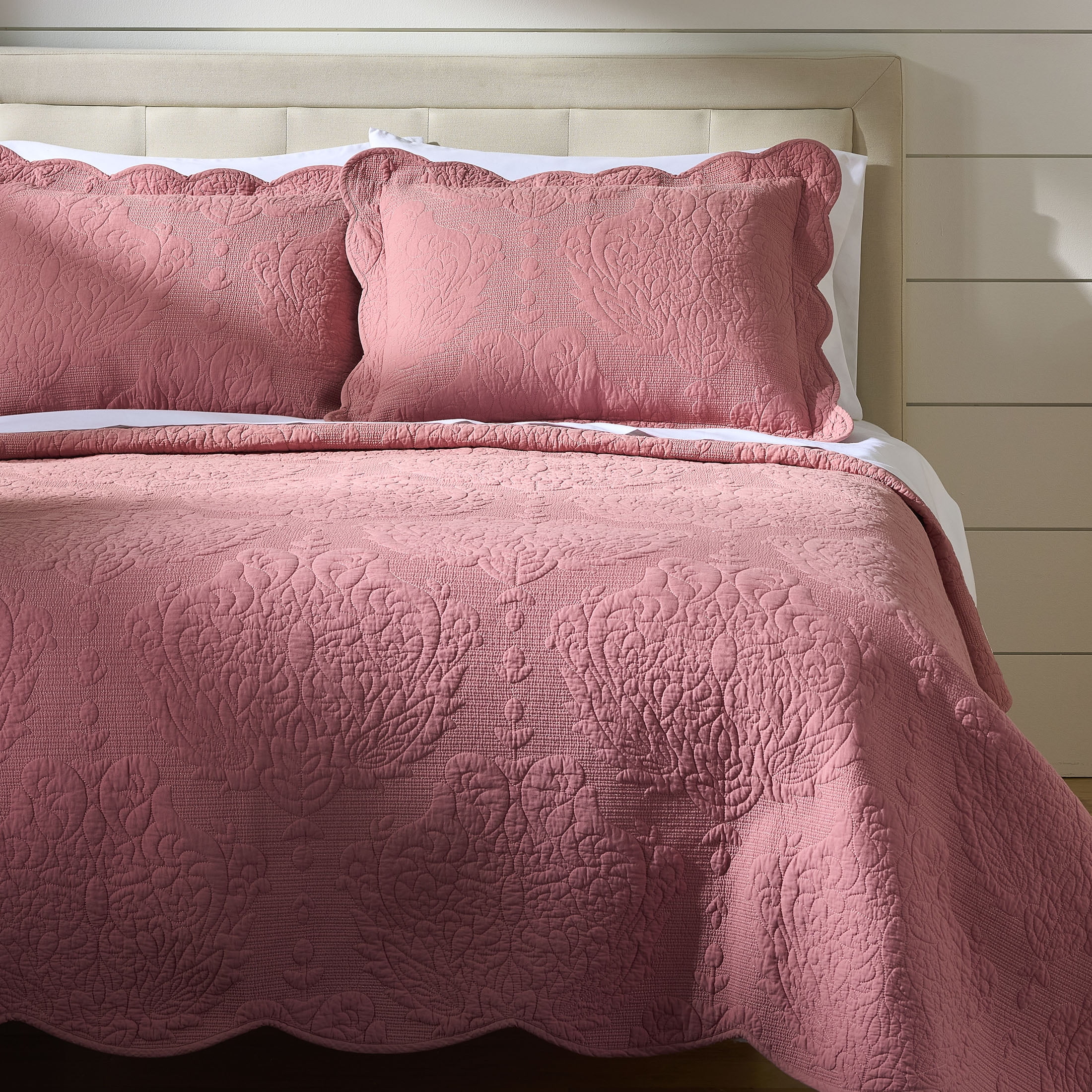 Better Homes & Gardens Paisley Medallion Cotton Pillow Shams, Standard, Pink Rose, 2 Pack