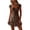 Brown, variant on Women's Ditsy Floral Mini Dress, Ruffle Trim Square Neck Tie Front Casual Summer Dress for Daily & Date, 1PC, S-XXXL