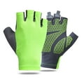 thumbnail image 1 of Green gloves, riding gloves, men's and women's summer half finger sunscreen ice silk gloves, 1 of 6