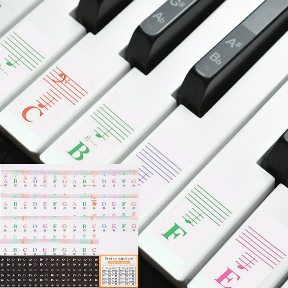 Uxcell Piano Keyboard Stickers for 88/76/61/54/49/37 Keys, Letter Key Label Sticker Guide Removable for Beginners Learning