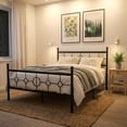 thumbnail image 3 of Metal Bed Frame with Vintage Circular Headboard and Footboard, Heavy-Duty Iron Platform Bed, No Box Spring Needed, Noise-Free Design, Easy Assembly, 3 of 7