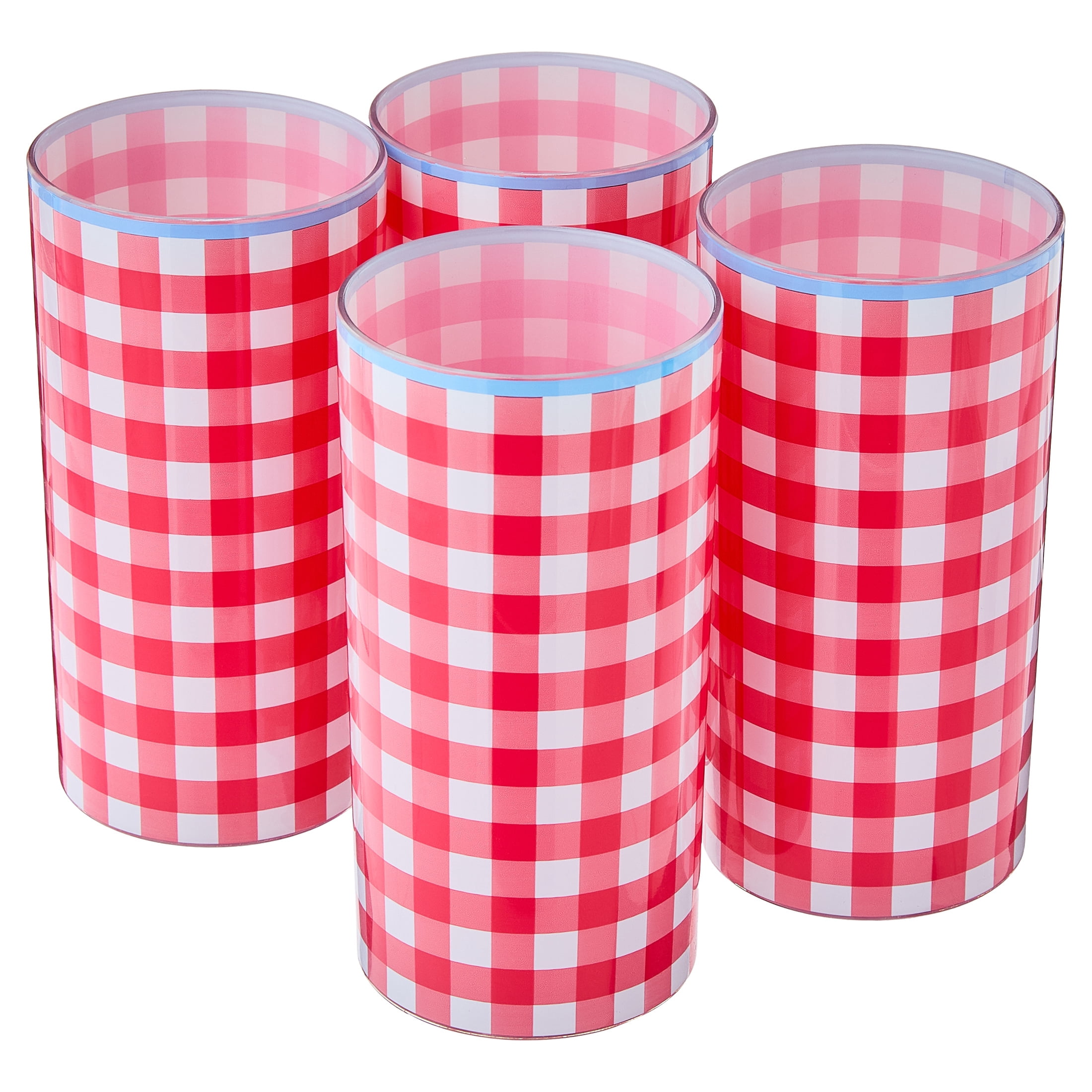 Sheila Bridges Philadelphia Collection Red Gingham Tumblers, 4 Count