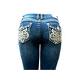 thumbnail image 4 of Jack David Rhinestone Studs Dark Wash Denim Flap Pocket Bootcut Jeans, 4 of 7