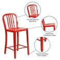 thumbnail image 6 of Flash Furniture Commercial Grade 2 Pack 24" High Red Metal Indoor-Outdoor Counter Height Stool with Vertical Slat Back, 6 of 14
