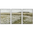 thumbnail image 3 of PixonSign Framed Wall Art Set White Daisy Flower Country Farm Field Nature Wilderness Modern Artwork Watercolor Landscape Decor Chic for Living Room, Bedroom, Office - 24"x36"x3 Panels White, 3 of 5