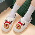 thumbnail image 2 of Lovskoo 2024 Women's Novelty Christmas Slippers Cozy Novelty Fuzzy Slippers Cute Curly Reindeer Flat Slide Comfy Soft Non-Slip House Shoes Indoor and Outdoor, Warm Gift White, 2 of 6