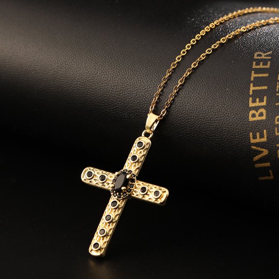 Cross Pendant Necklace for Women Copper Plated 18K Color Zircon Hip Hop for Women Jewelry Valentines Day