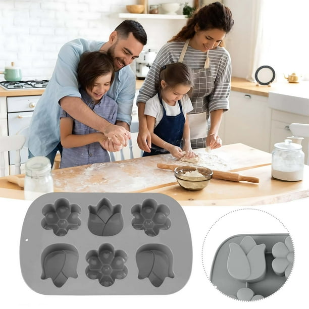 Molde de Silicona con Forma de Corazón de 6 Cavidades para Hornear Pasteles, Gelatinas, Budines y Chocolates. Grado Alimenticio, Antiadherente, Fácil de Limpiar.