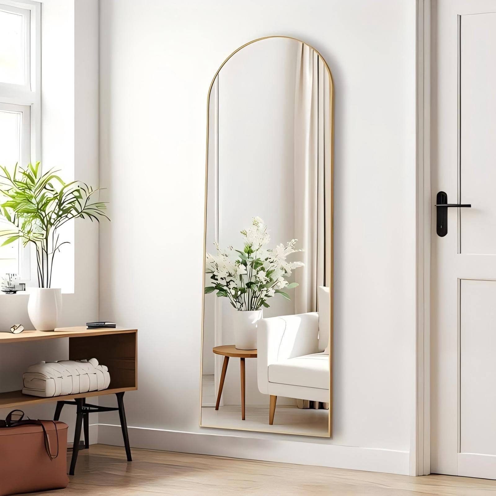 Lumora 59"x 16" Arch Full Length Mirror with Stand, Modern Full Body Mirror,Gold