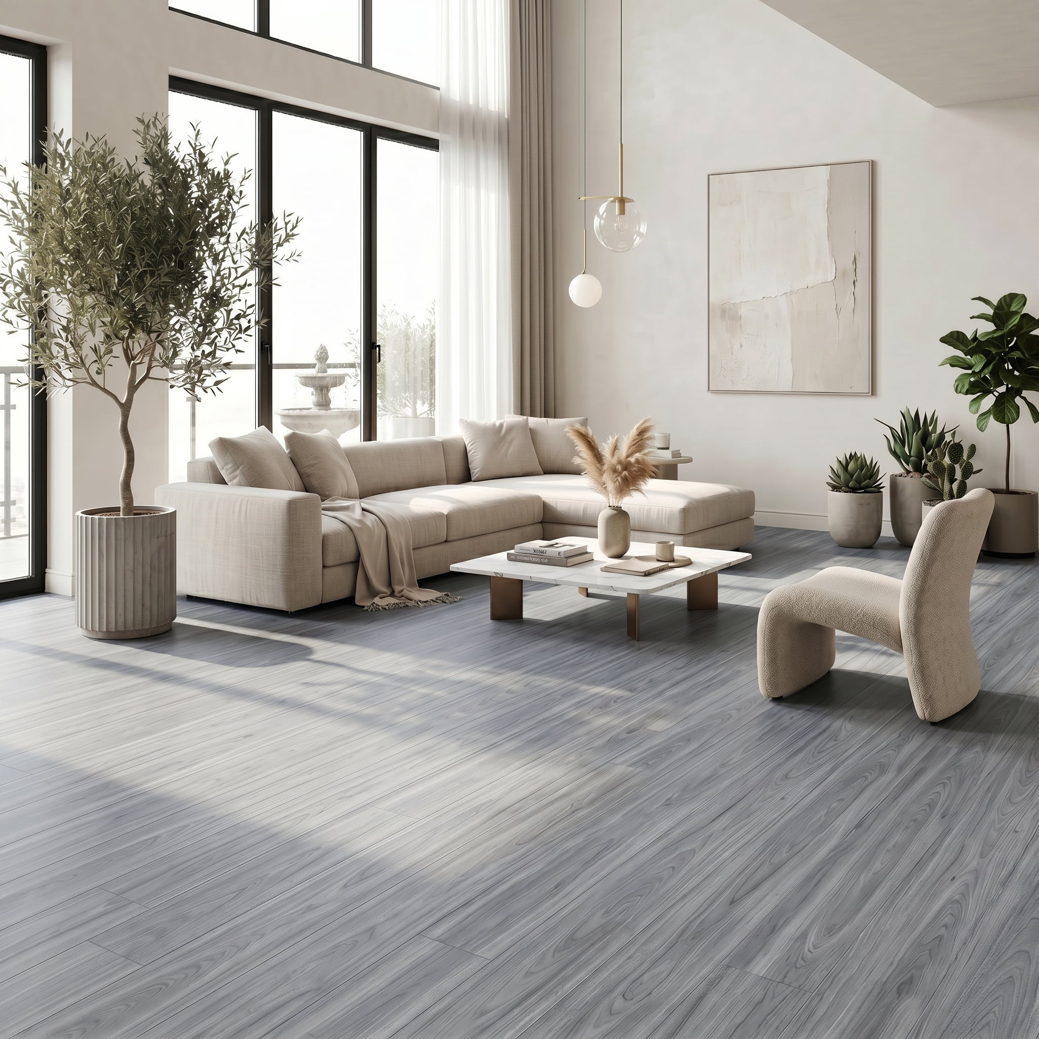 PVC Peel and Stick Flooring, 36"x6" Planks, 60 Pieces, Waterproof, Scratch Resistant, DIY Installation