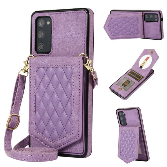 Case for Samsung Galaxy S20 Plus 6.7" 5G 2020, Allytech Detachable Crossbody Strap Flip PU Leather Magnetic Button RFID Blocking Purse Wallet Stand Case for Samsung S20 5G, Purple