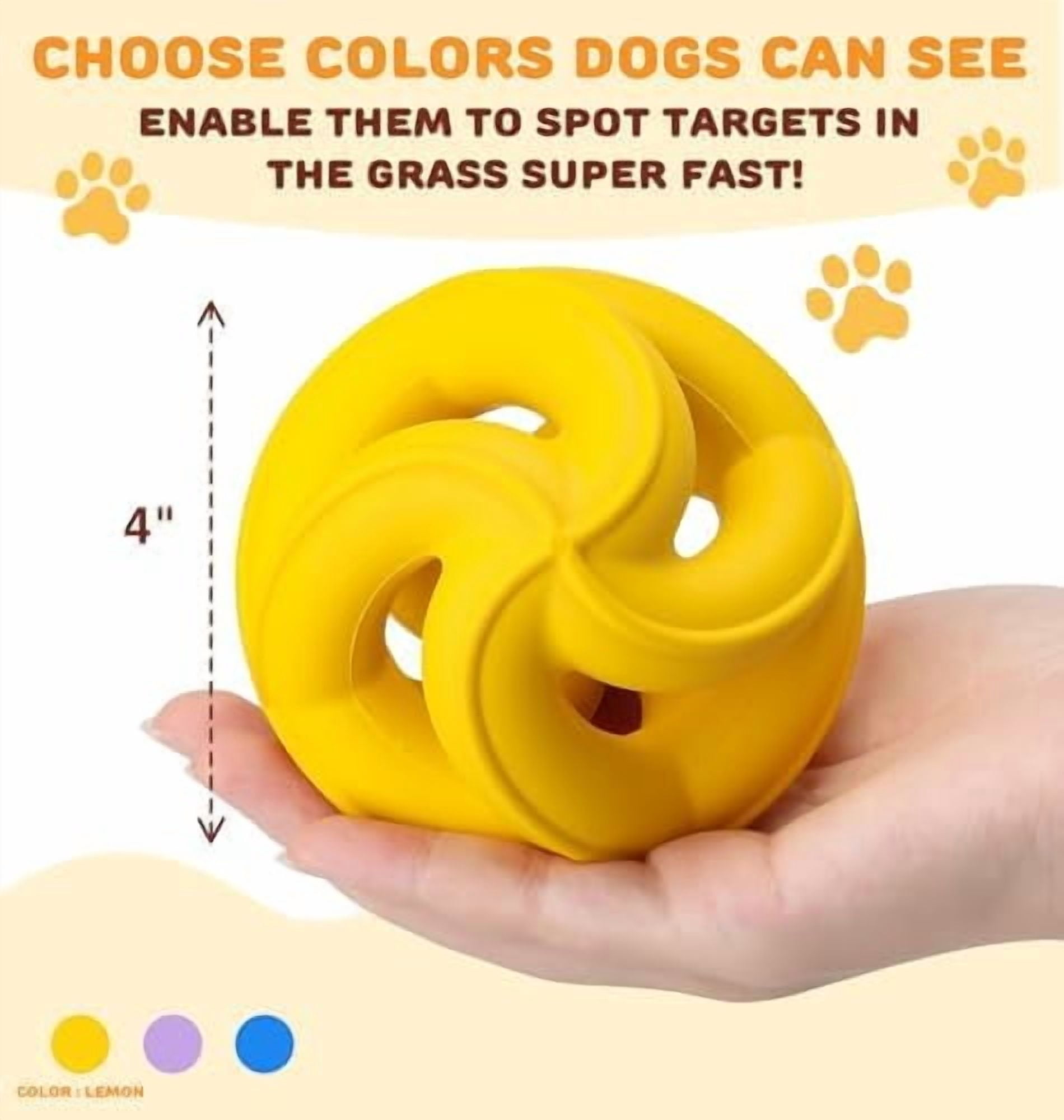 Interactive Dog Toys for Aggressive Chewers - Natural Rubber Durable Dog Toys to Keep Them Busy, Safe for Most Breeds, Dog Chew Toy for Anxiety Relief, Fetch Training, Lemon
