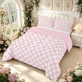 thumbnail image 2 of Manfei Classic Plaid King Size Comforter Sets,Vintage Checkered Comforters King Size,Red White,Pink Reversible,3-Piece,1 Comforter and 2 Pillowcases,3-Piece,1 Comforter and 2 Pillowcases, 2 of 7