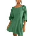 thumbnail image 3 of HXWCHs Women's Floral Jumpsuit, Women's Casual Loose Fit Short Sleeve Romper Jumpsuit Dress Featuring Convenient Side Pockets M Light Green, 3 of 8