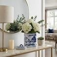 thumbnail image 3 of Contemporary Ceramic Jar with Lid for Living Room and Home Decor - Decorative Flower Vase for Room, Bedroom, or Office Display - House Accent for Kitchen Counter or Table Decor - 9", Blue & White, 3 of 14