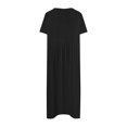 thumbnail image 4 of Womens Crew Neck Long Sleeve Women's Summer Casual Fashion Solid Color Short Sleeve Round Neck Pocket Dress Black, 4 of 4