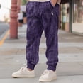 thumbnail image 4 of Dalix Astronaut Embroidery Washed Midweight Jogger Fleece Sweatpants Soft Lounge Pant Drawstring Waistband Pockets Mens in Purple 2XL XX-Large, 4 of 5