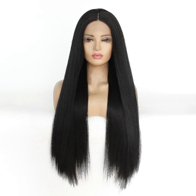 Straight Wigs Lace Front Wigs Middle Part Lace Wig Black Synthetic Replacement Wigs