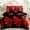 Black Red Floral, variant on JML Sherpa Fleece Blanket 3-Piece,Reversible Winter Warm Bed Blanket,Queen,75"x83"