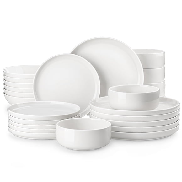 Juego de vajilla MALACASA Luna de porcelana blanca de 24 piezas