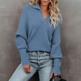 thumbnail image 2 of Women's Sweaters Women's Tops Womens Long Sleeve Tops Lapel Knit Shirt Pullover Sweater Jumper Tops Sweater Casual Warm Sweater, 2 of 5