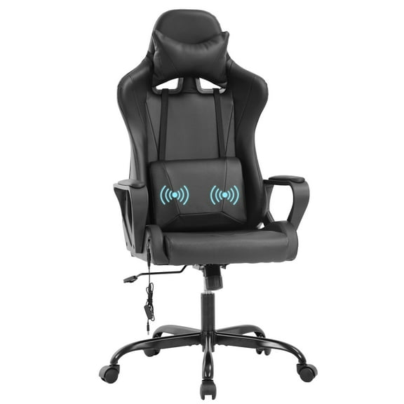 PayLessHere High Back PU Leather Gaming Chair,Ergonomic Rolling Swivel Office Chair For Adults, Black