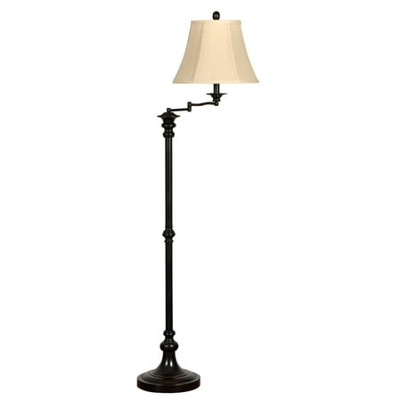 - Menlo Floor Lamp - Bronze Finish - Cream Fabric Shade