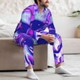 thumbnail image 7 of Uemuo Swirl Print Blue Purple1 Pattern 2-Piece Loungewear Set - Men’s Soft Sleepwear, Cozy Winter PJs, Comfy Sleep Set-Medium, 7 of 7