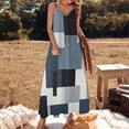 thumbnail image 3 of Beige And Black And Blue Squares Sleeveless Dress Dresses Women Summer Women's Summer Clothing, 3 of 9