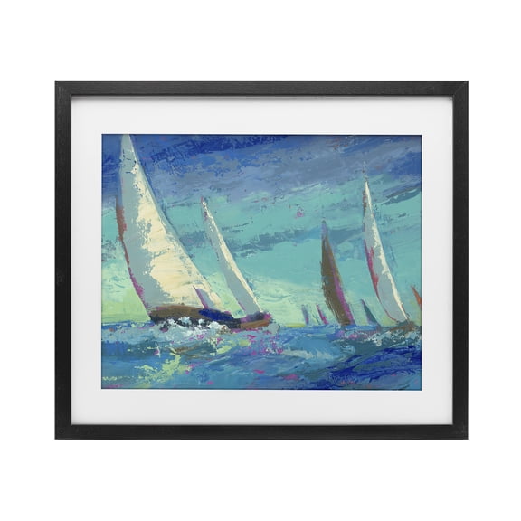 Stupell Industries Traditional Abstract Expression Regatta Black Framed Print Under Glass, 16 x 13, by Beth A. Forst