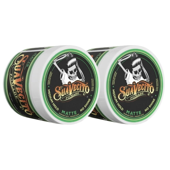 Suavecito Pomade Matte (No Shine) Formula 4 oz 2 Pack - Medium Hold Hair Pomade For Men - Matte Hair Paste For Natural Texture Hairstyles