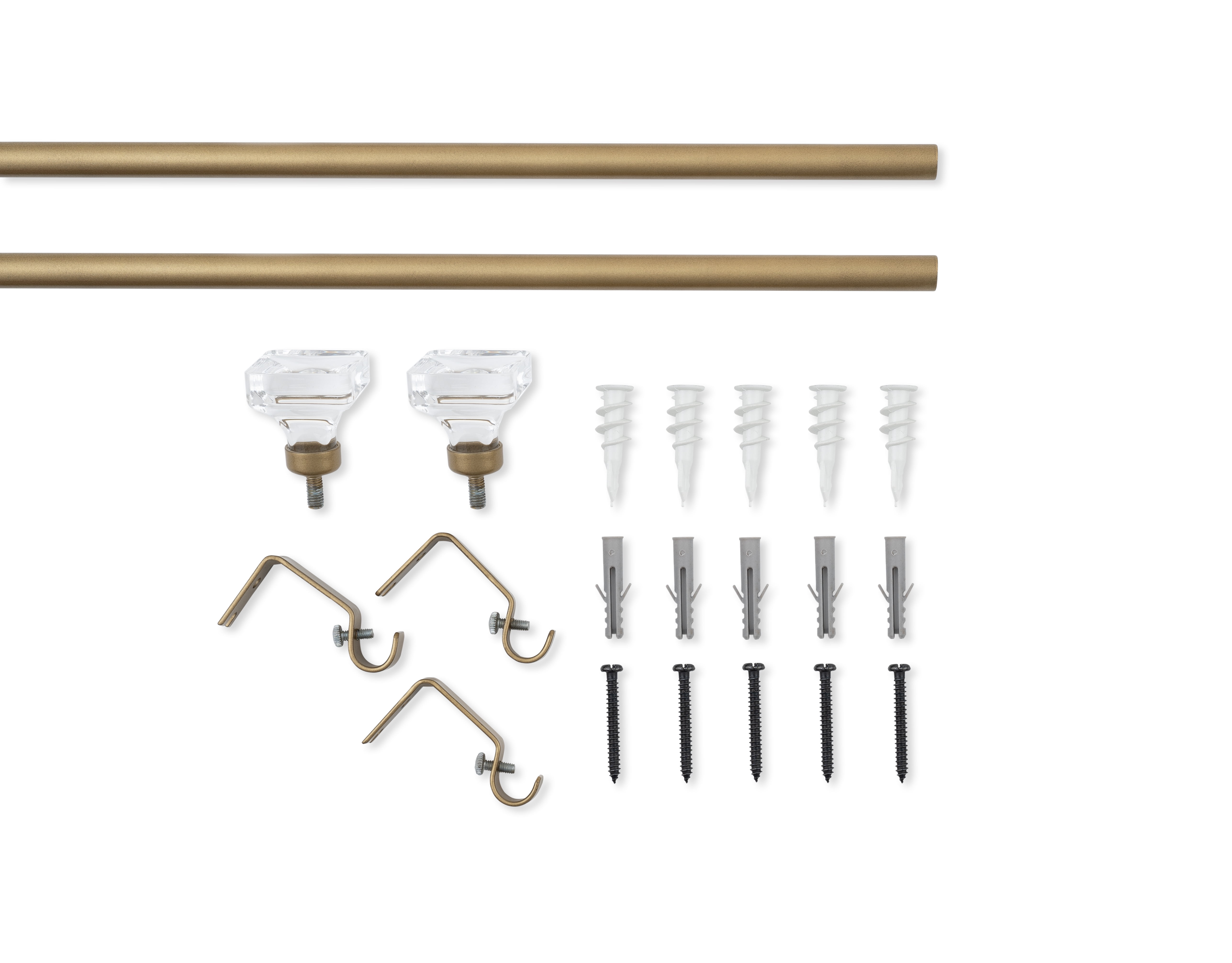 Mainstays 1/2 in Adjustable Curtain Rod with Acrylic Square Finials, 48-84 in, Gold