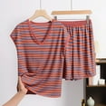 thumbnail image 2 of Red Women Loose Fit Rayon Top Trousers Pants Shorts Pajamas Loungewear Sets for Women Matching Lounge Striped Straight Leg Sets 2025 Soft Comfy Clothing 5XL, 2 of 8