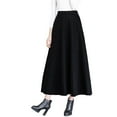 thumbnail image 4 of RUTAYY Women High Elastic Waist Maxi Wool Skirt A-Line Plaid Winter Warm Flare Long Skirt Solid Color Flowy Swing Pleated Beach Skirts, 4 of 4