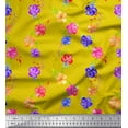 thumbnail image 1 of Soimoi Japan Crepe Satin Fabric Dot,Leaves & Periwinkle Floral Print Fabric by Yard 42 Inch Wide, 1 of 1