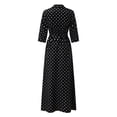 thumbnail image 3 of ZHOGXU Women's Dress Long Sleeve V Neck Polka Dot Print Lace Up Fashion Comfortable Dresses For Casual Daily Wear,Black,Xxl, 3 of 9