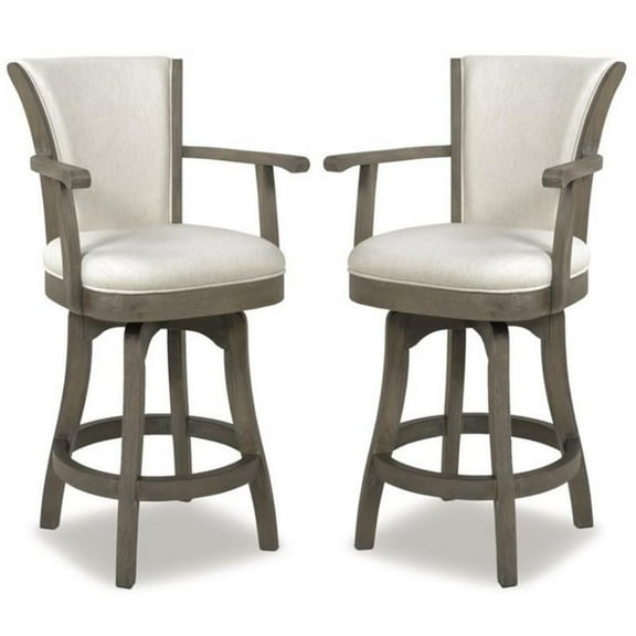 Home Square 2 Piece 27" Counter Height Bar Stool Set in Natural White