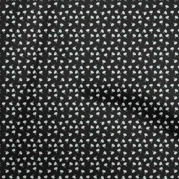 oneOone Polyester Lycra Black Fabric Florals Fabric For Sewing Printed Craft Fabric By The Yard 56 Inch Wide