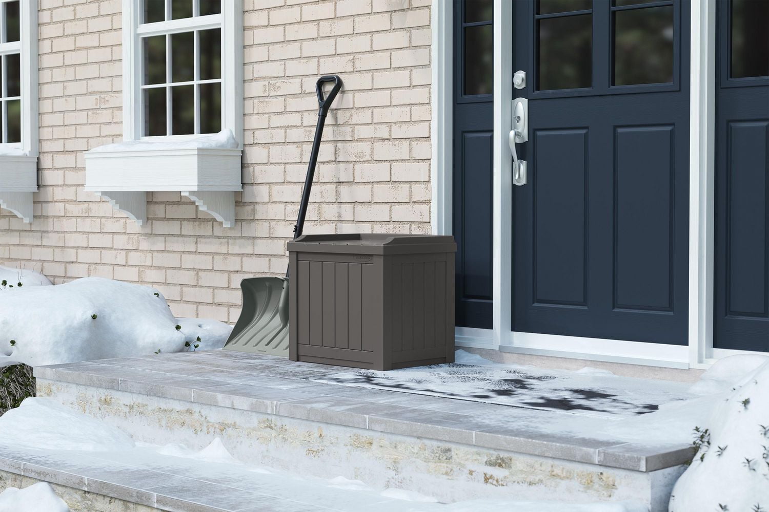 22 Gallon Small Deck Box with Storage Seat - Stoney