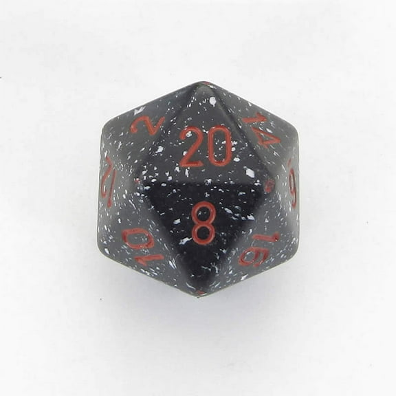 Space Speckled Die with Red Numbers D20 34mm (1.34in) Pack of 1 Chessex