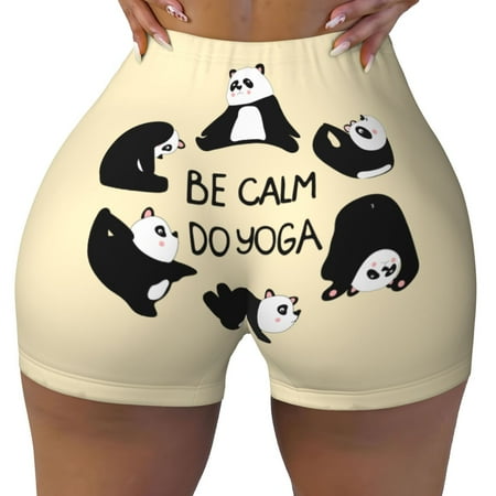 Workout Shorts Women  Panda Doing Yoga Biker Shorts for Women Running Gym Spandex Shorts Tummy Control